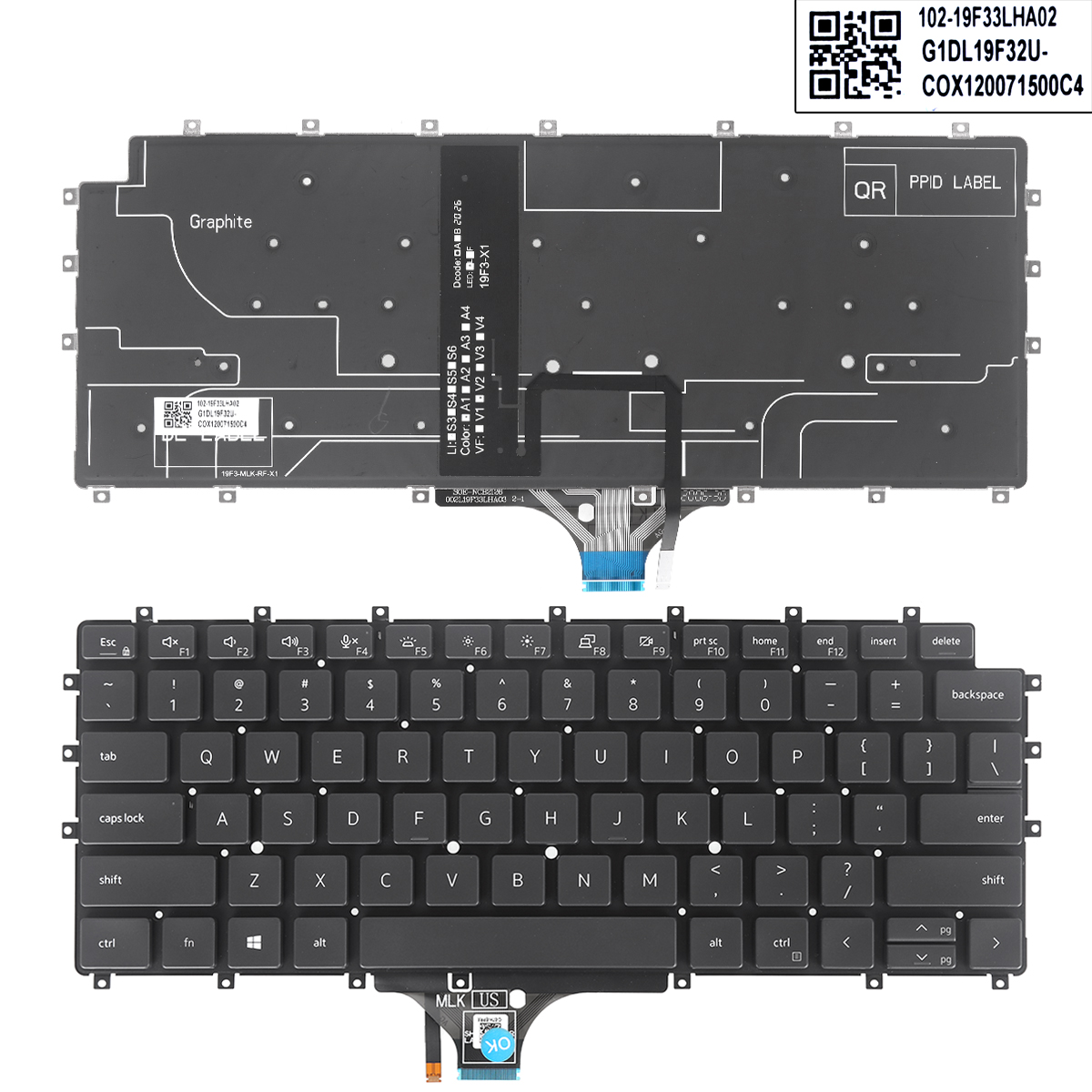 Picture of New Replacement Laptop Keyboard For Dell Latitude 9510 9520 2-in-1 Laptop BLACK ( Backlit, Without Frame) US Layout